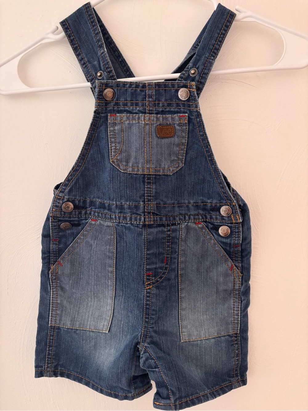 Lee Dark Blue Denim Short Overalls for Kids
